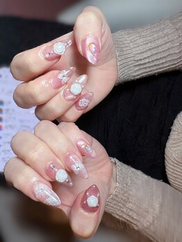 サクラ(SAKURA)の写真/モテ可愛ネイルで女子力UP♪韓国・ワンホンネイル/Y2K/フレンチガーリー/リボンネイル/埋め尽くしネイル