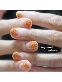 オレンジグラデーションネイル☆