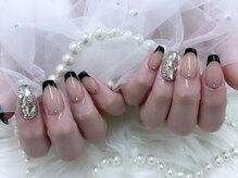 アンジュ(Ange)/【Miyu】黒フレンチネイル