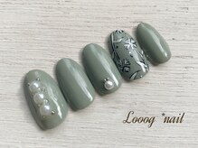 ローグ(Looog)/カーキ×お花　nail