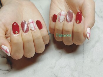 フランセス(Frances)/チェック×マグネットネイル