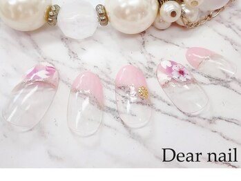 ディア ネイル(Dear nail)/斜めフレンチ×桜