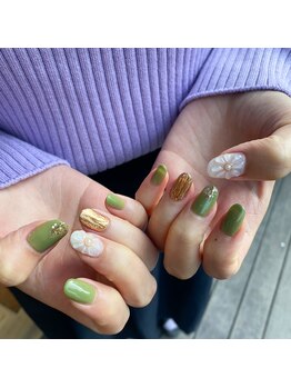 ネイルアルケー(Nail ARCHE)/ぷっくりフラワーネイル