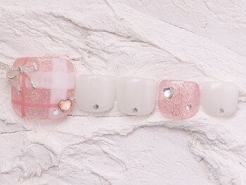 ネイルメゾン 渋谷店(NAIL MAISON)/ピンクチェックリボンラメ￥9000