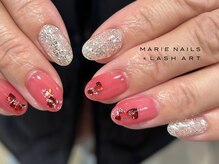 マリー ネイルズアンドラッシュアート モザイクモール港北店(MARIE NAILS & LASH ART)/定額￥6,600 レッド 0417c