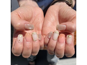 ハズグラスネイル(Haze Grass nail)/８月定額ネイルデザイン