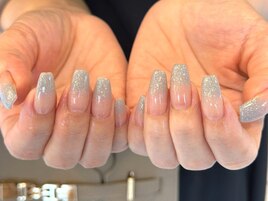 ラメグラデーションネイル/水色