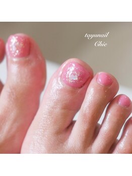 たゆ ネイル(たゆnail)/ピンクキラキラフットネイル☆