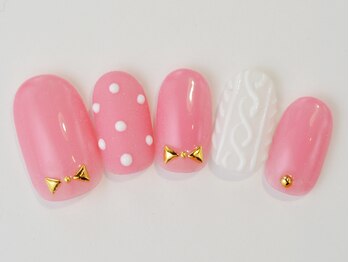 ネイルサロン ドレリッチ 大宮店(drerich)/【6990】ニット×ドットピンク