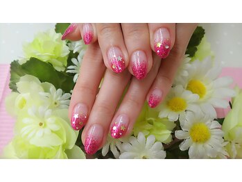 ピンクラメグラデーションネイル