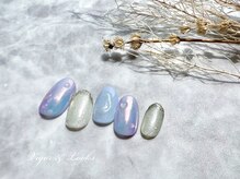 ヴィガー アンド ルックス 白金 目黒(Vigor&Looks)/水色　オーロラネイル　水滴