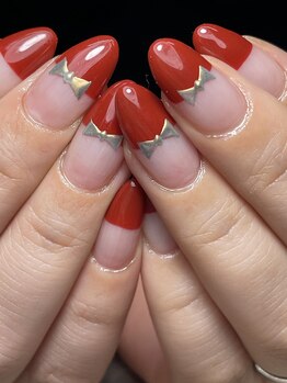 アクシア(Axia)/赤フレンチ×メタルリボン