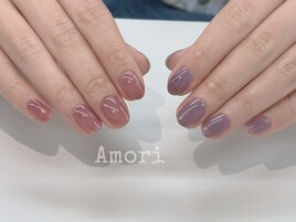 ピンク＆パープル透けネイル