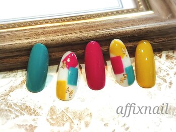 アフィックス ネイルアンドアイラッシュ 水天宮(affix)/レトロ和柄ネイル