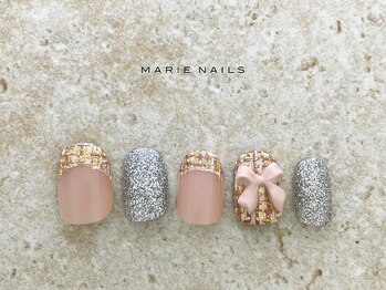 マリーネイルズ 心斎橋店(MARIE NAILS)/新規様/8,800 &nbsp;リボン 0129d