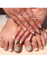 ネイルサロンクリアヴィラ(nail salon clear villa)/ホワイト×天然石ハンド&フット