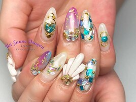 【ロングネイル】シェルネイル