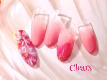 ビューティーネイルサロン クリアーズ(Clears)/手描きピンクフラワーネイル