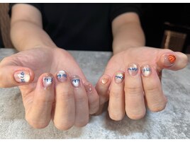 バスケットチーム応援ネイル