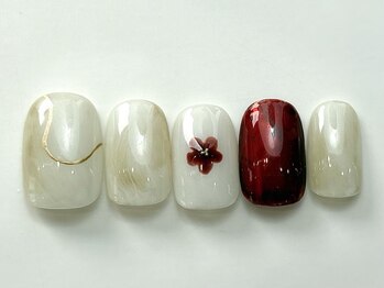 ニュアンス花ボルドー¥6000