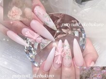 プティネイル 池袋(Puty Nail)/ビッグクロム×花柄マットネイル
