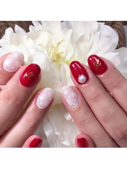 赤×白　クリスマスネイル