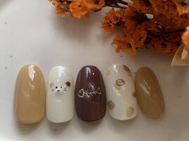 アニマル　猫　手描き　ぷっくり