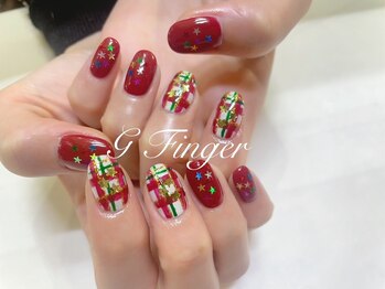 Xmasカラーのチェックネイル♪