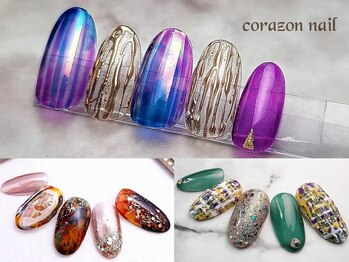 コラソンネイル(corazon nail)の写真/【初回オフ無料◎120分やり放題¥8280】持ち込みOK◎豊富なデザインと高技術で周りと差をつける指先に♪