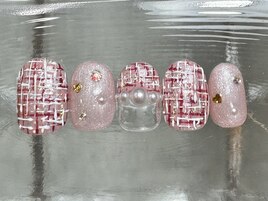 ピンクツイードネイル　11000円