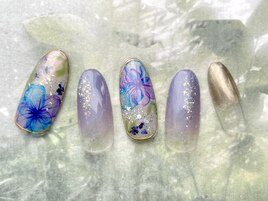 たらしこみ紫陽花ネイル