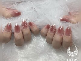 チークネイル長さだし水光リボン