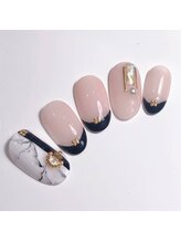 エトワール 大垣店(Etoile)/黒フレンチ大理石ネイル