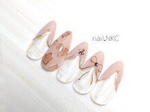 NKC/ハート×リボンのフレンチネイル