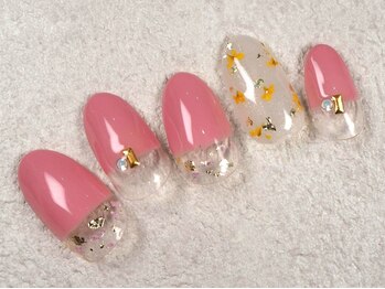 ケージュール(Kjour)/押し花ネイル　ピンクフレンチ