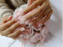 ネイルサロンミキ 横浜(MIKI)/ブルー3D花花のブライダルネイル