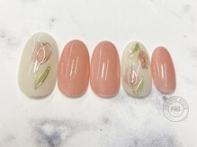 オレンジスティック/チューリップピンクミラーネイル