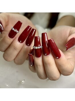 クラッシーネイル ビューティー(classy nail beauty)/ボルドーネイル/パーツ追加