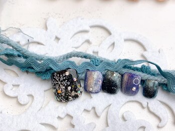 ネイルサロン&スクール ジーナ(GINA)/雪の夜空ネイル