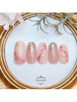 ピオニーネイル(peony nail)/流れる水引アート