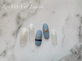 キラキラデザインブルーネイル