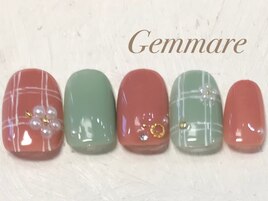 春のチェックネイル