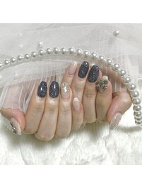 秋ネイル☆ネイビーフラッシュ