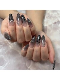 グラデーション×ヒョウ柄ネイル