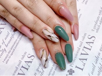 プロフェッショナル ネイルサロン ラヴィアス(LAVIAS)/スカルプ☆ワンカラ-＋アート2本