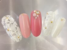 ラリュールネイル(L'Allure nail)/シースルーフラワーネイル￥8200
