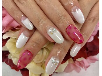 ダブルネイル(Double Nail)/【岡田】シースルードットネイル