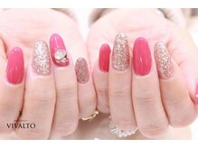 ワールド ビューティ ヴィヴァルト 宝塚店(WORLD BEAUTY VIVALTO)/ピンク/ビジューネイル