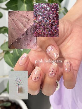 ピンクオーロラキラキラネイル