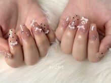 ピンク×ブラックガーリーネイル